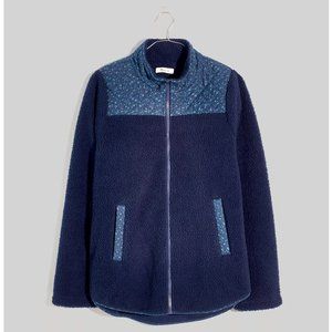 Madewell Fleece Mixed Fabric Jacket Blue Floral Fleece - Medium